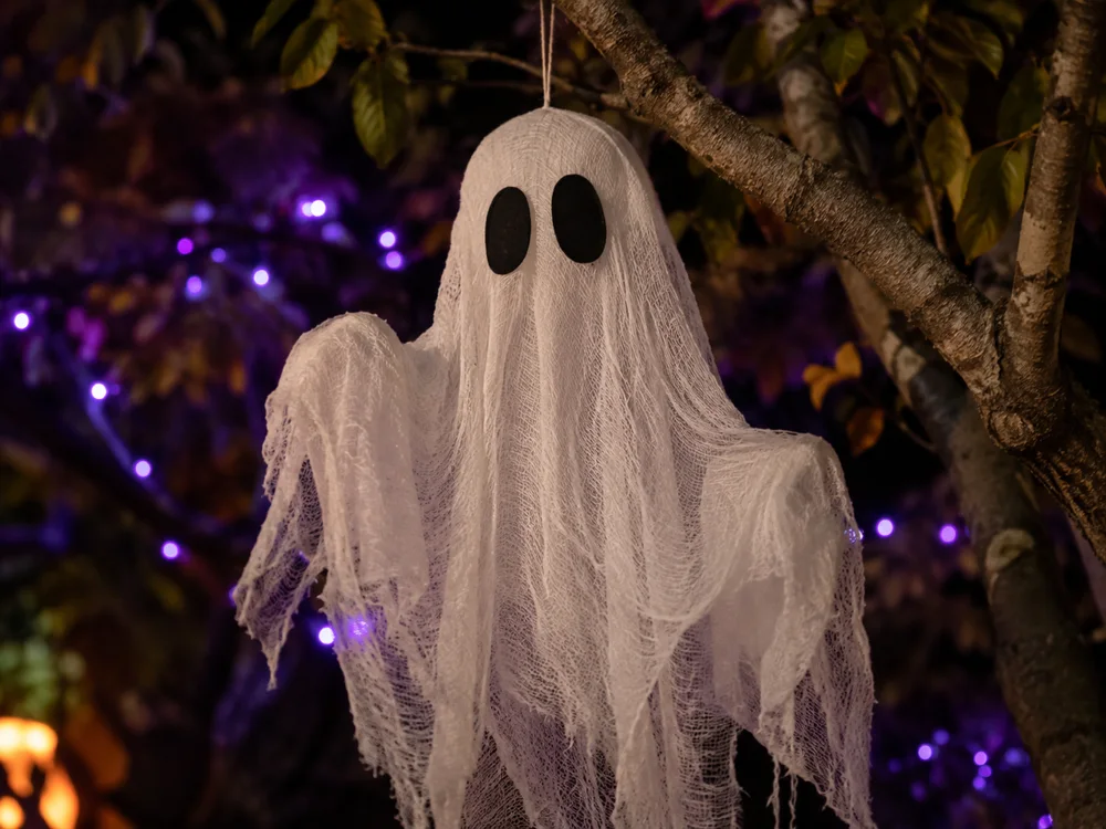 Illustrative close-up of a hanging gauze ghost